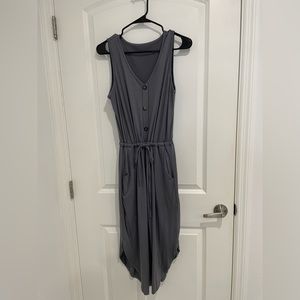 Gray Button Down Tie Dress